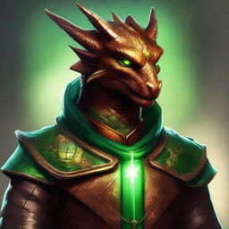 A stunning digital art piece in a realistic style, depicting a young copper dragonborn