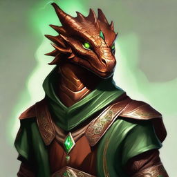 A stunning digital art piece in a realistic style, depicting a young copper dragonborn