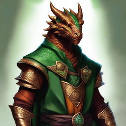 In this high-quality digital art piece, rendered in a realistic style, a young copper dragonborn is depicted