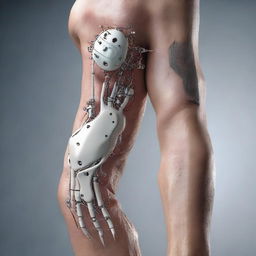 A high-quality digital art piece that showcases a person with a prosthesis on their arm