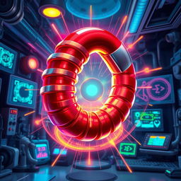 A detailed and captivating illustration of a magnetic spring, showcasing its coils and the unique interaction between magnets