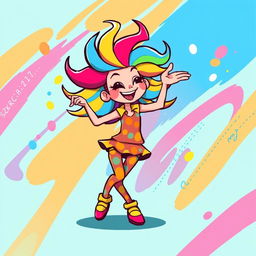 A vibrant and playful illustration of a character in a quirky dance pose, inspired by the internet phenomenon Szkibidi