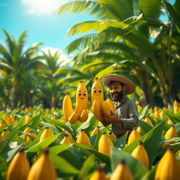 An artistic representation showcasing the transformation of a character from a simple farmer to a human