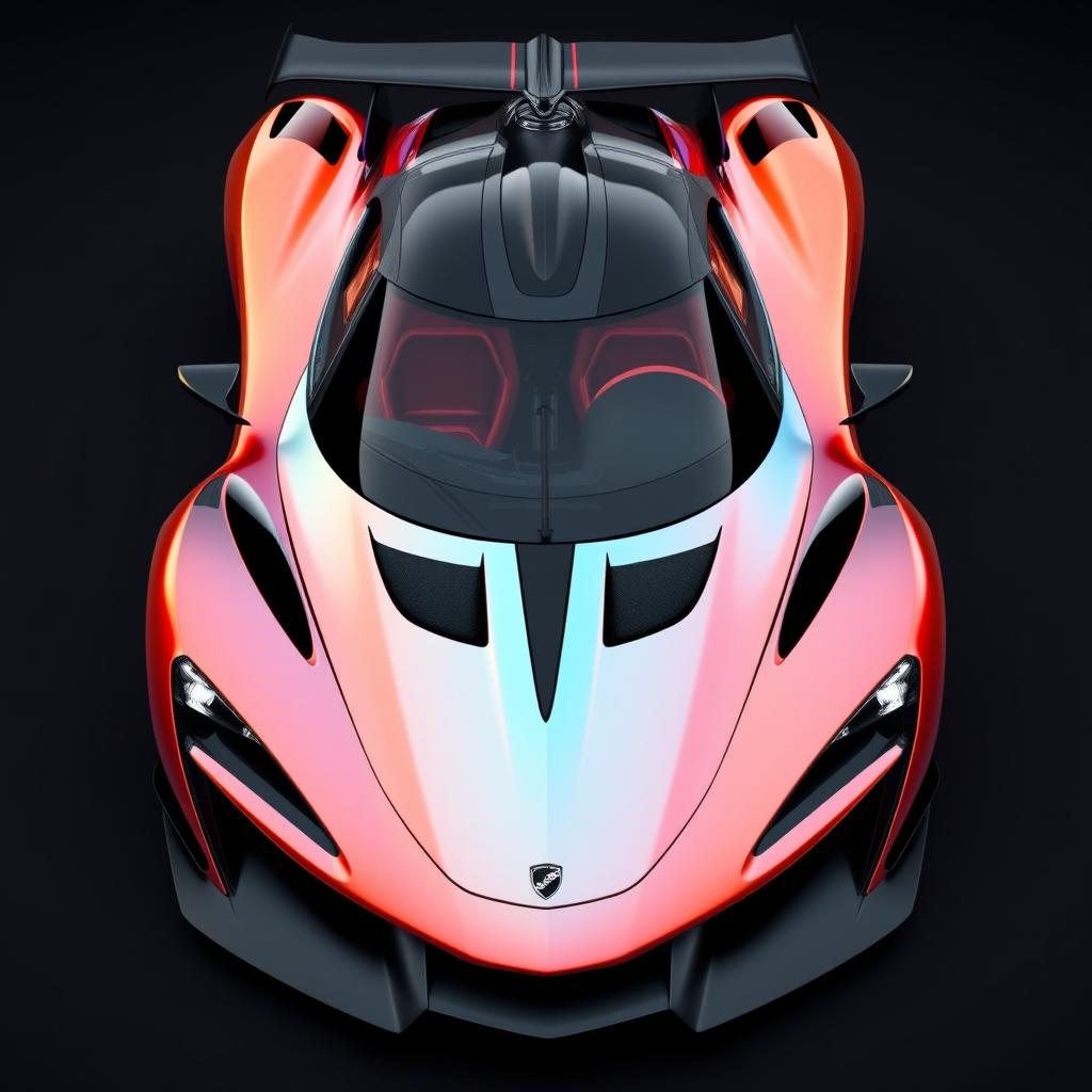 A stunning 2017 hypercar design featuring sleek aerodynamic lines inspired by the McLaren Solus GT, Aston Martin Valkyrie, and Porsche Mission X