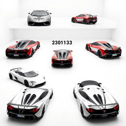 A stunning collection of hypercars from the years 2013-2018 showcased in a sleek white room