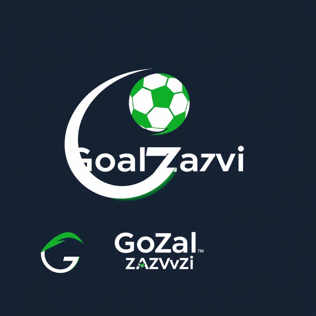 A sleek and modern logo design for 'Goal Zavqi', featuring a stylized letter 'G' that resembles a football or soccer ball
