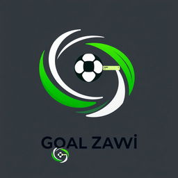 A sleek and modern logo design for 'Goal Zavqi', featuring a stylized letter 'G' that resembles a football or soccer ball
