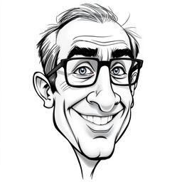A caricature sketch of Itamar Ben-Gvir, featuring exaggerated facial traits that highlight his strong jawline, prominent eyebrows, and animated expressions