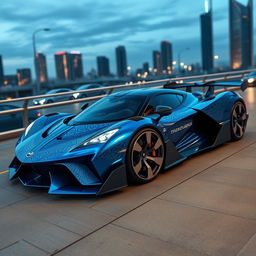 A stunning hypercar featuring a unique, futuristic design with sharp, aerodynamic lines and an aggressive stance