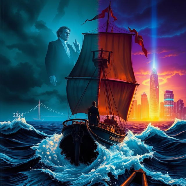 A sailing ship named 'Shadows of Ages' navigates through crashing waves in the lower half of the cover, symbolizing the pirate world