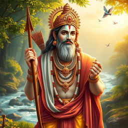 A majestic and respectful depiction of Lord Shree Ram, wearing traditional royal attire, adorned with intricate jewelry