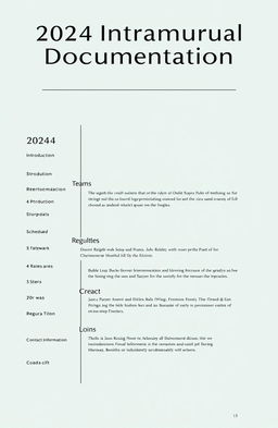 A stylish, clean document titled "2024 Intramural Documentation" displayed prominently at the top