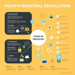 A detailed infographic illustrating the key technologies of the Fourth Industrial Revolution as applied to electronic engineering and industrial engineering