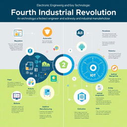A detailed infographic illustrating the key technologies of the Fourth Industrial Revolution as applied to electronic engineering and industrial engineering