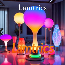 A modern, stylish lamp design with vibrant colors and futuristic features, showcasing a range of unique shapes and styles