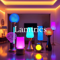 A modern, stylish lamp design with vibrant colors and futuristic features, showcasing a range of unique shapes and styles