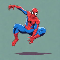 A high-quality digital art rendering of Spiderman, presented in pixel art style