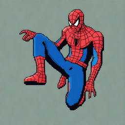 A simple yet high-quality digital art depiction of Spiderman in pixel art style