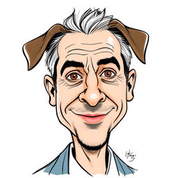 A caricature of Itamar Ben-Gvir transformed into the face of a dog, illustrated in a sketch style