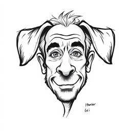 A caricature of Itamar Ben-Gvir transformed into the face of a dog, illustrated in a sketch style