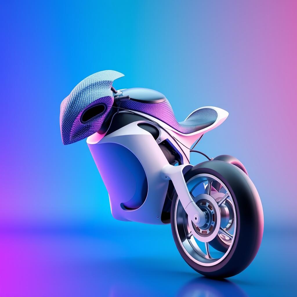 A stunning 3D rendering of a futuristic racing motorcycle featuring a unique design that evokes the imagery of a skull or dragon's head at the front