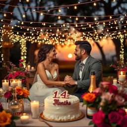 A romantic scene capturing the essence of a 14-month celebration of love