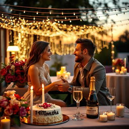 A romantic scene capturing the essence of a 14-month celebration of love
