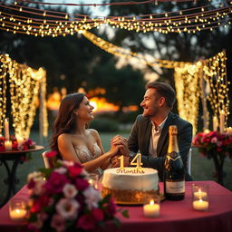 A romantic scene capturing the essence of a 14-month celebration of love