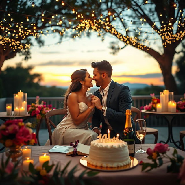 A romantic scene capturing the essence of a 14-month celebration of love