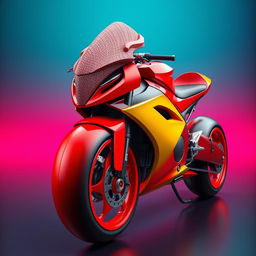 A breathtaking 3D rendering of a futuristic racing motorcycle featuring a unique fairing that resembles a skull or dragon's head
