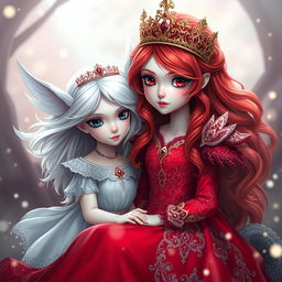A fantasy scene featuring two sisters