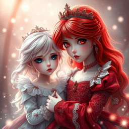 A fantasy scene featuring two sisters