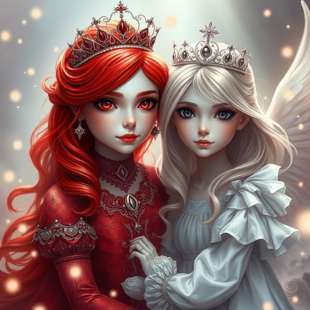 A fantasy scene featuring two sisters