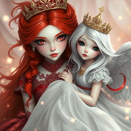 A fantasy scene featuring two sisters