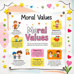 A chart paper layout illustrating various moral values