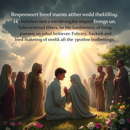 A powerful and thought-provoking representation of a spiritual message on respecting others and avoiding backbiting