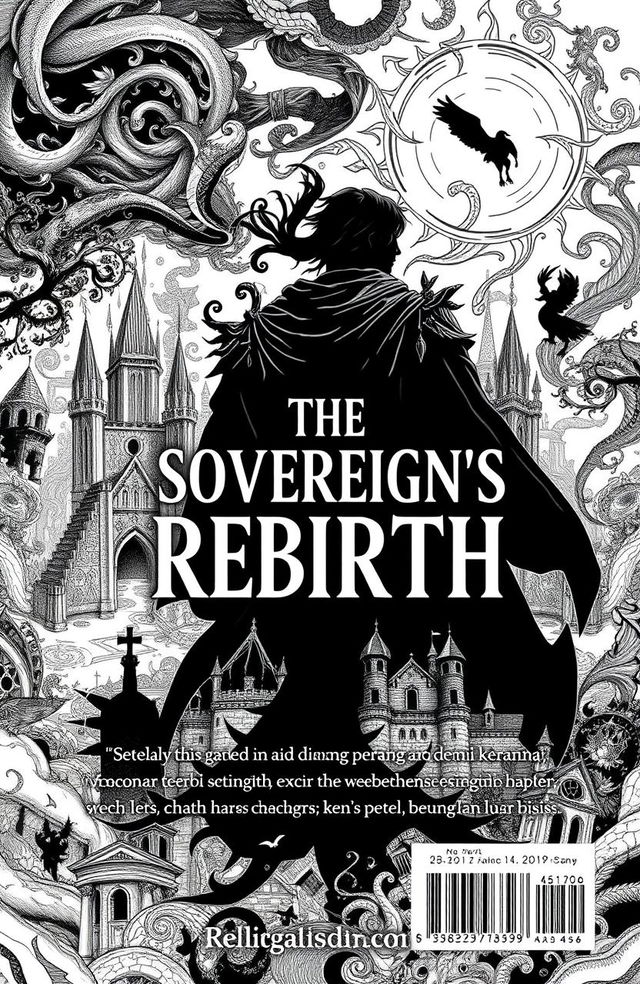 A novel cover design featuring the title 'THE SOVEREIGN'S REBIRTH' prominently displayed on the front