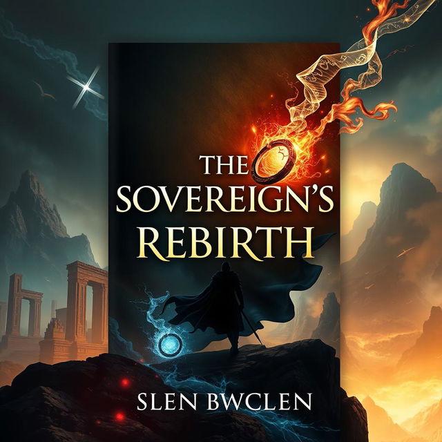 A striking novel cover design featuring the title 'THE SOVEREIGN'S REBIRTH' prominently displayed at the center