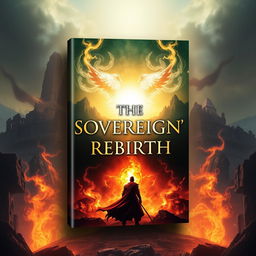 A striking novel cover design featuring the title 'THE SOVEREIGN'S REBIRTH' prominently displayed at the center