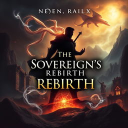 A striking novel cover design featuring the title 'THE SOVEREIGN'S REBIRTH' prominently displayed at the center