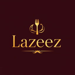 A luxurious and modern logo design for a restaurant named 'Lazeez', featuring elegant typography that conveys a sense of deliciousness