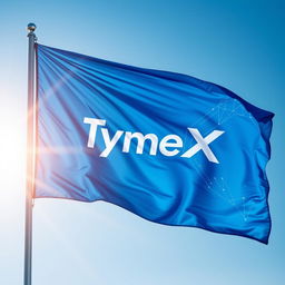 A detailed depiction of TymeX's company flag, designed in a vibrant technology blue color