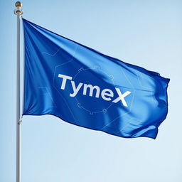 A detailed depiction of TymeX's company flag, designed in a vibrant technology blue color