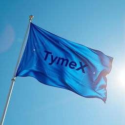 A detailed depiction of TymeX's company flag, designed in a vibrant technology blue color