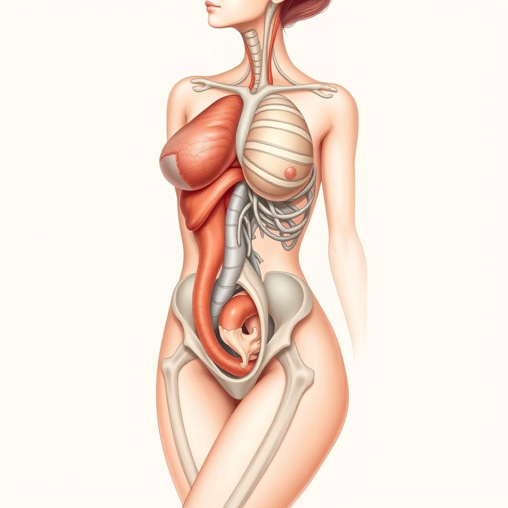 An artistic representation of the female anatomical structure, focusing on the beauty and complexity of the human body