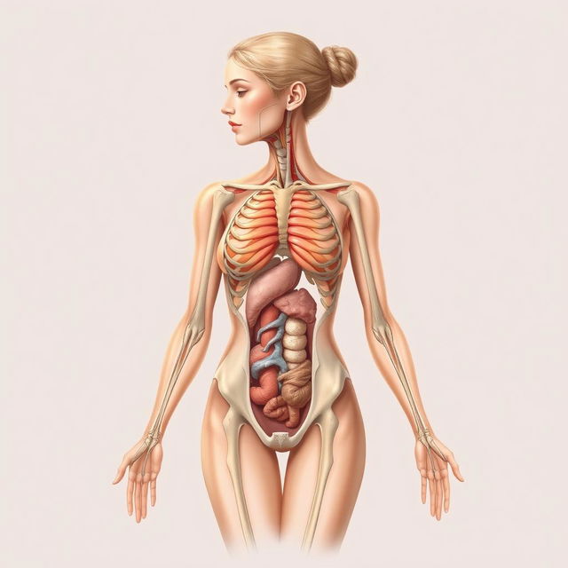 An artistic representation of the female anatomical structure, focusing on the beauty and complexity of the human body