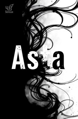 A striking and captivating novel cover design for the title 'Asta', featuring a bold black and white color scheme