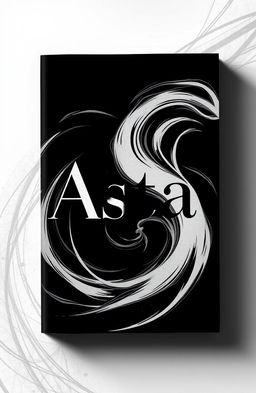 A striking and captivating novel cover design for the title 'Asta', featuring a bold black and white color scheme