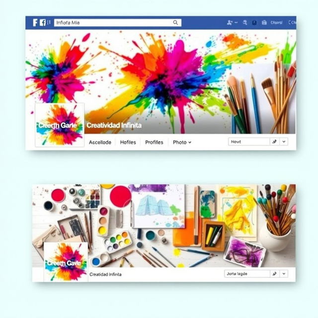 An eye-catching image for a Facebook profile and cover for a page named 'Creatividad Infinita'