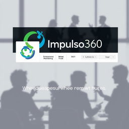 A modern and professional profile picture for a Facebook page named 'Impulso360,' which focuses on business, marketing, and entrepreneurship